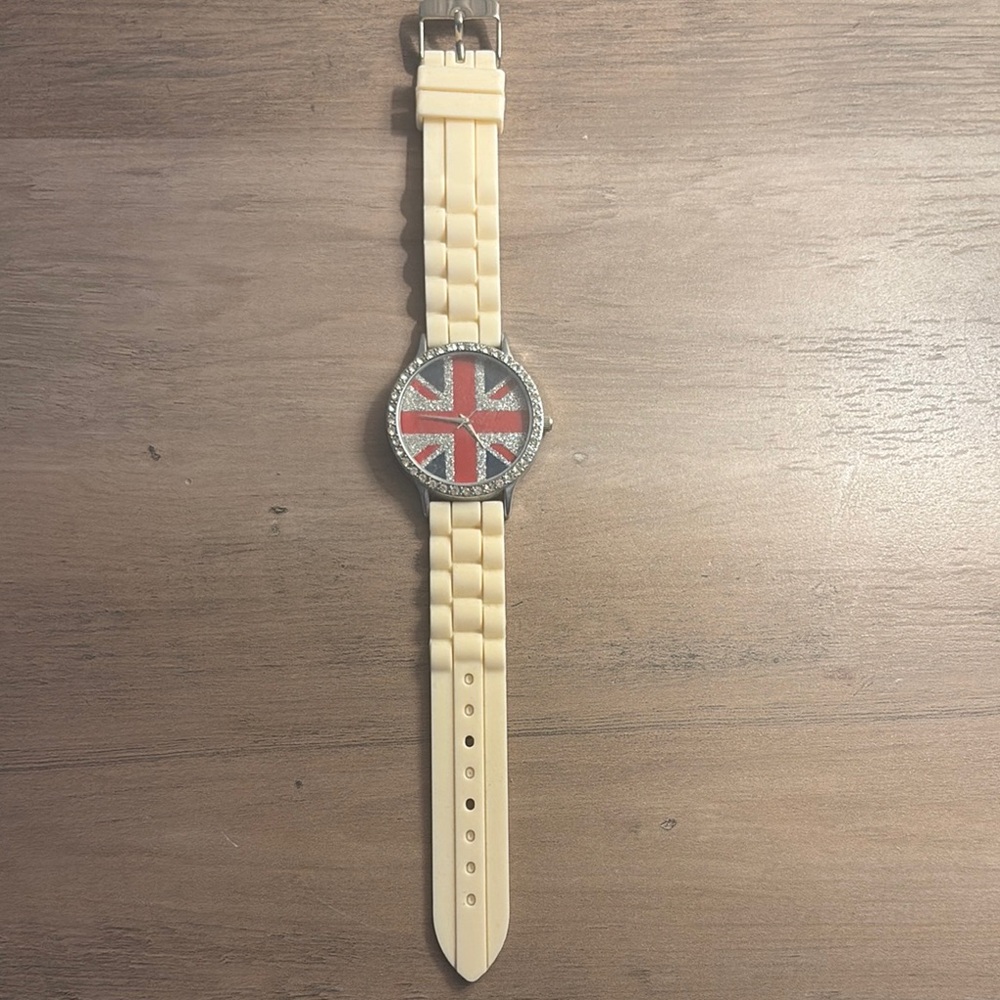 Union Jack Watch with Cream Strap